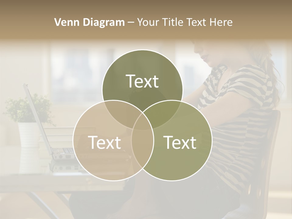 A Woman Sitting On A Chair Using A Laptop Computer PowerPoint Template