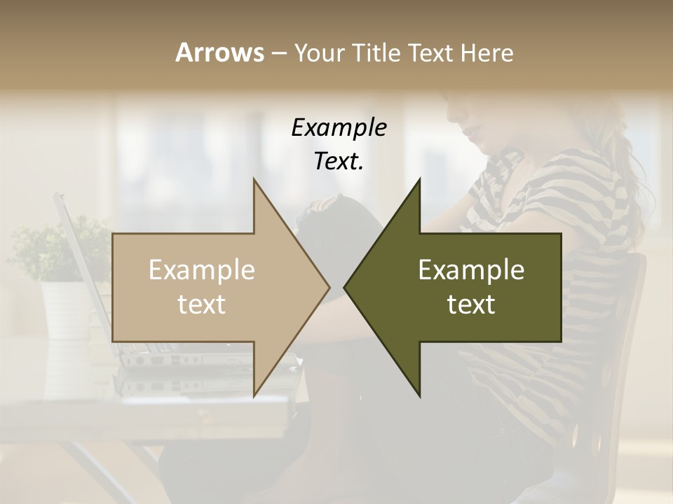 A Woman Sitting On A Chair Using A Laptop Computer PowerPoint Template