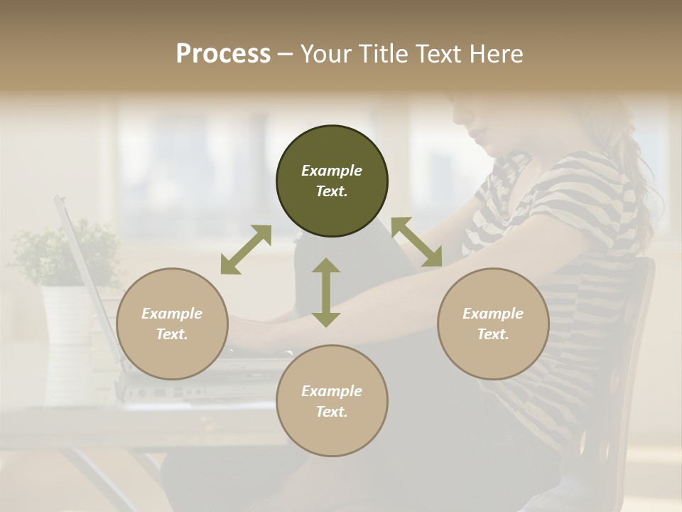 A Woman Sitting On A Chair Using A Laptop Computer PowerPoint Template