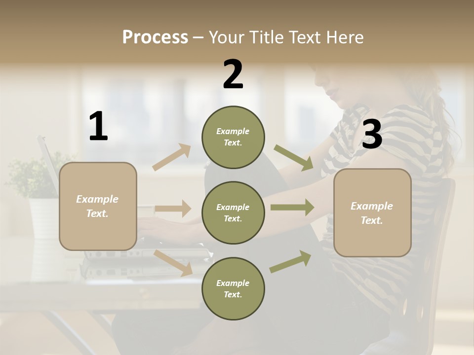 A Woman Sitting On A Chair Using A Laptop Computer PowerPoint Template