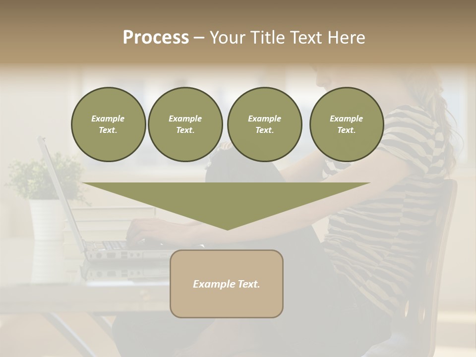 A Woman Sitting On A Chair Using A Laptop Computer PowerPoint Template