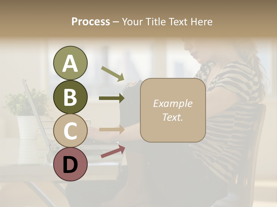 A Woman Sitting On A Chair Using A Laptop Computer PowerPoint Template