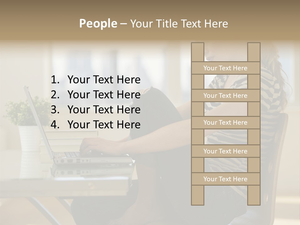 A Woman Sitting On A Chair Using A Laptop Computer PowerPoint Template