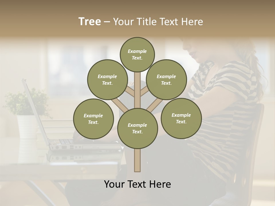 A Woman Sitting On A Chair Using A Laptop Computer PowerPoint Template