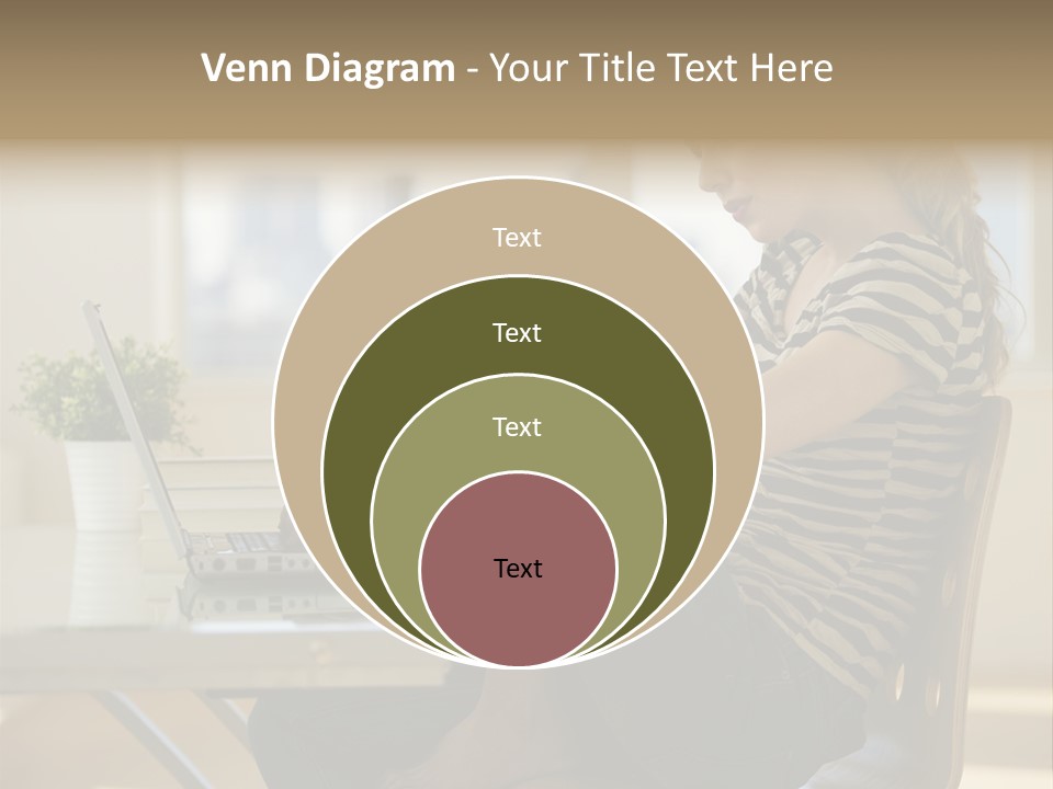 A Woman Sitting On A Chair Using A Laptop Computer PowerPoint Template