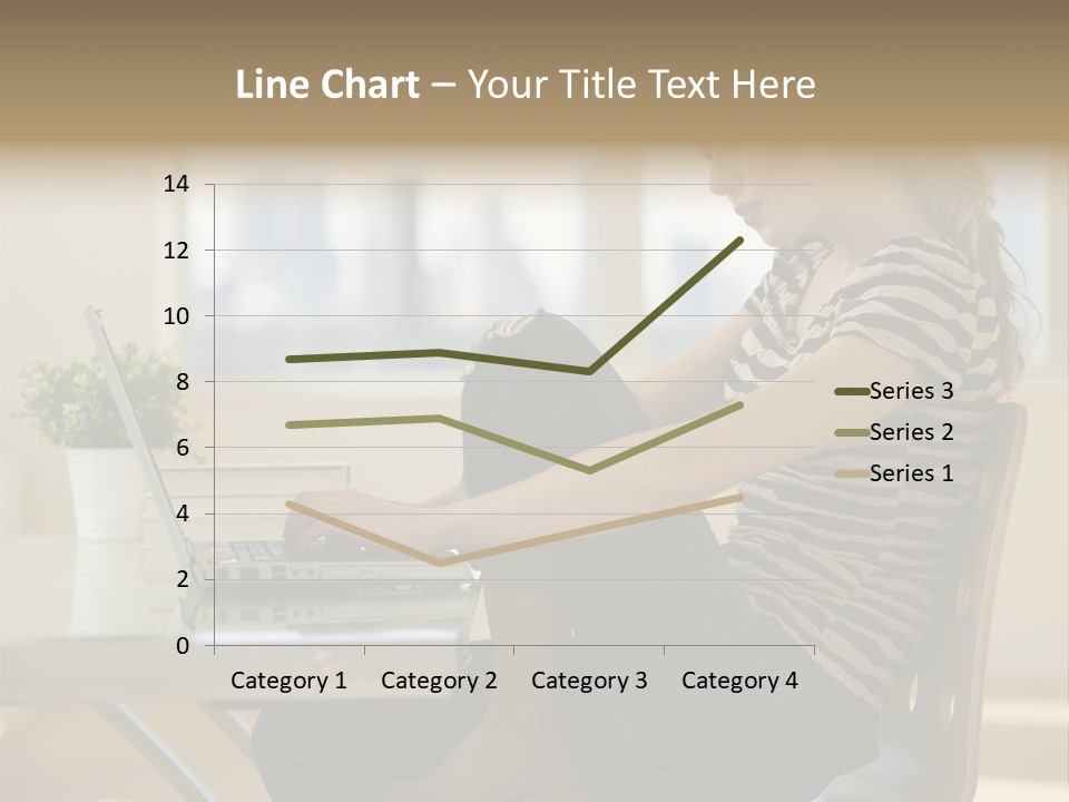 A Woman Sitting On A Chair Using A Laptop Computer PowerPoint Template