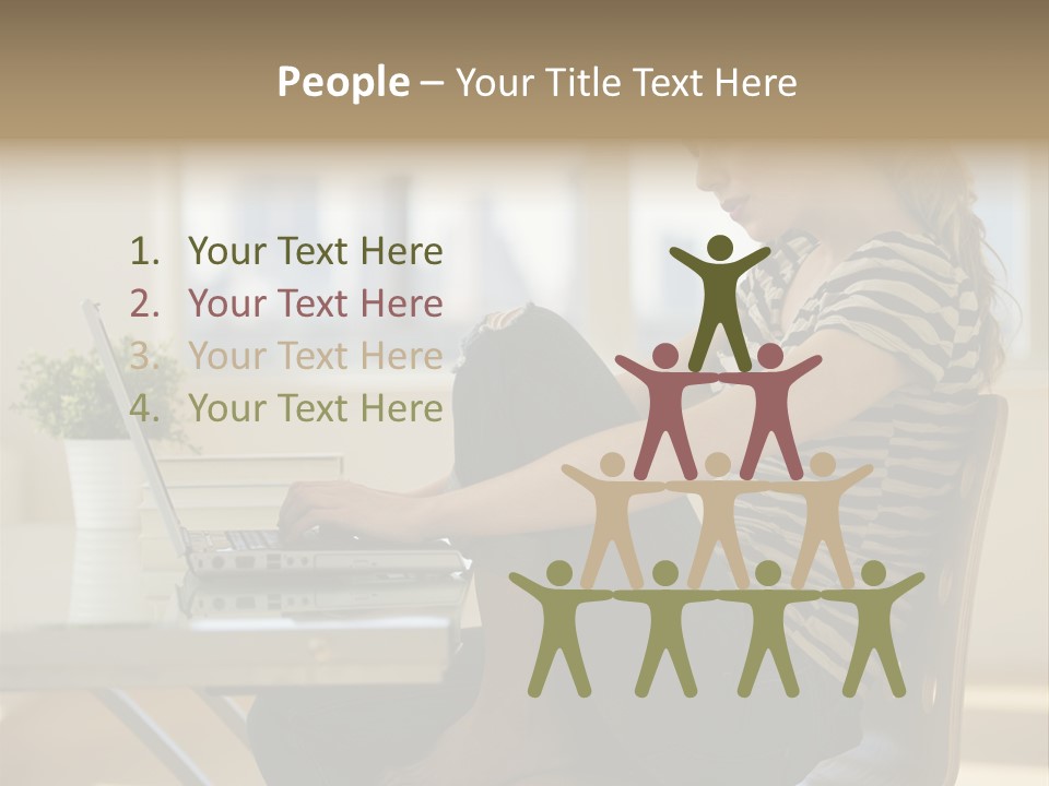 A Woman Sitting On A Chair Using A Laptop Computer PowerPoint Template