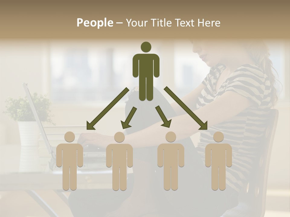 A Woman Sitting On A Chair Using A Laptop Computer PowerPoint Template