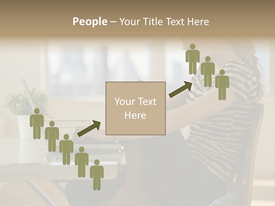 A Woman Sitting On A Chair Using A Laptop Computer PowerPoint Template