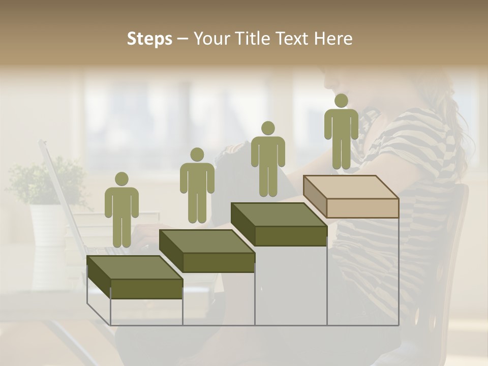 A Woman Sitting On A Chair Using A Laptop Computer PowerPoint Template