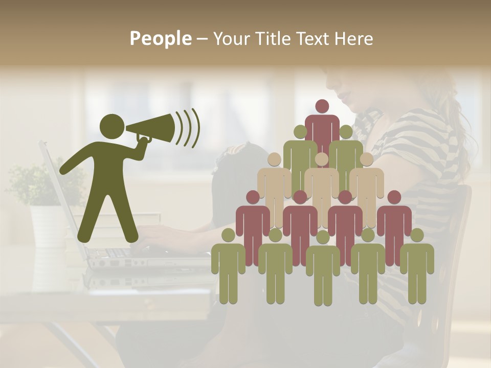 A Woman Sitting On A Chair Using A Laptop Computer PowerPoint Template