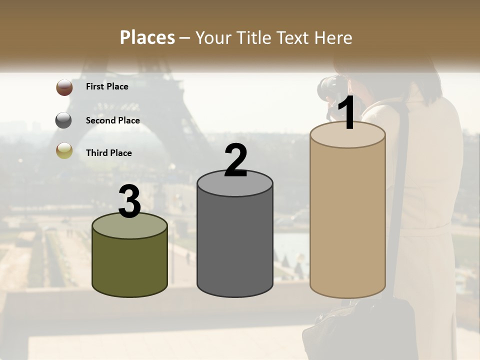 A Woman Taking A Picture Of The Eiffel Tower PowerPoint Template