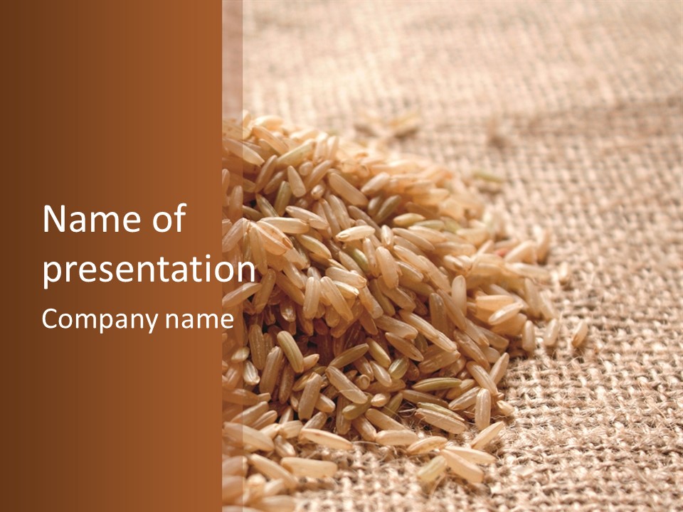 A Pile Of Brown Rice On Top Of A Table PowerPoint Template