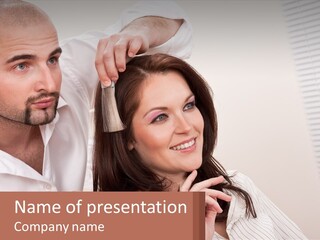 A Man And Woman Are Looking At Each Other PowerPoint Template