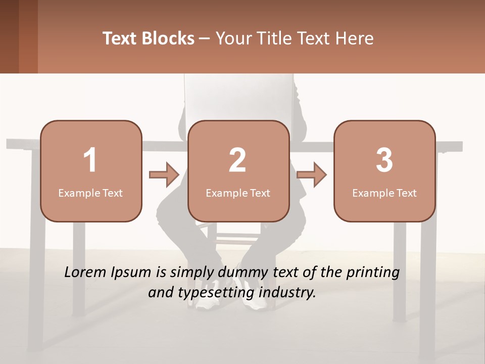 A Man Sitting At A Table Using A Laptop Computer PowerPoint Template