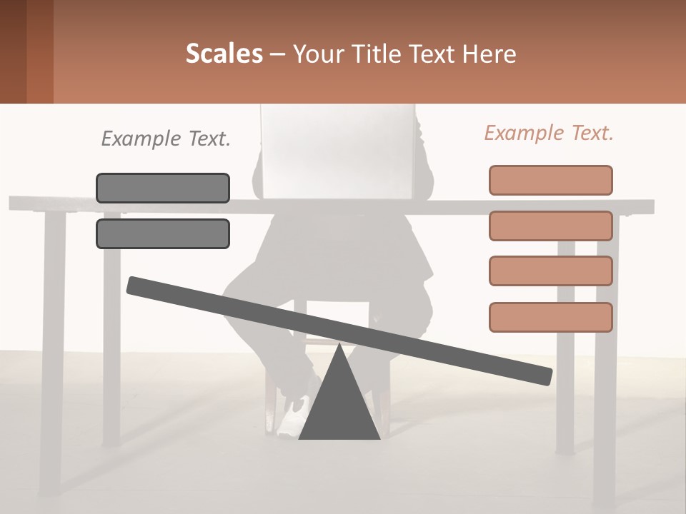 A Man Sitting At A Table Using A Laptop Computer PowerPoint Template