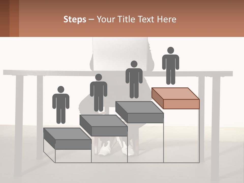 A Man Sitting At A Table Using A Laptop Computer PowerPoint Template