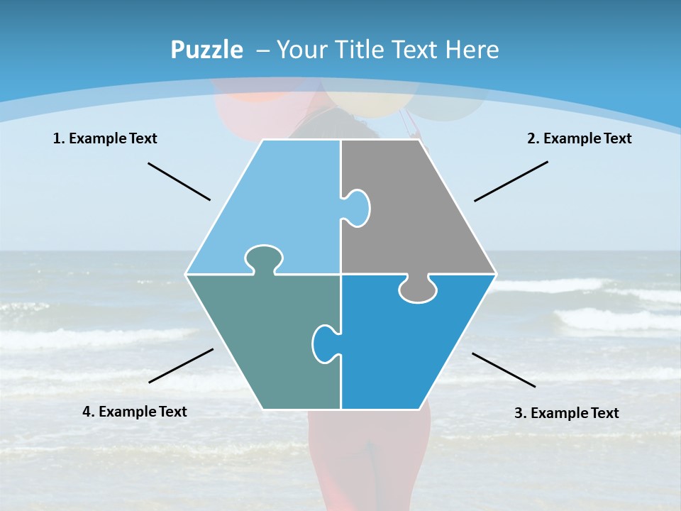 A Woman On The Beach With Balloons In Her Hand PowerPoint Template