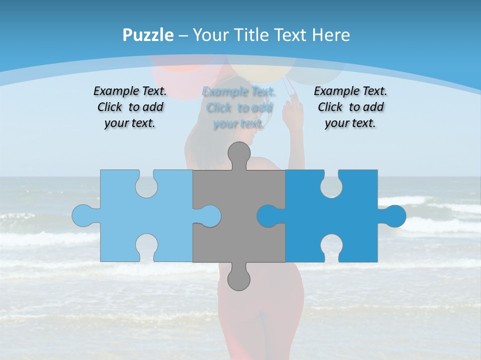 A Woman On The Beach With Balloons In Her Hand PowerPoint Template