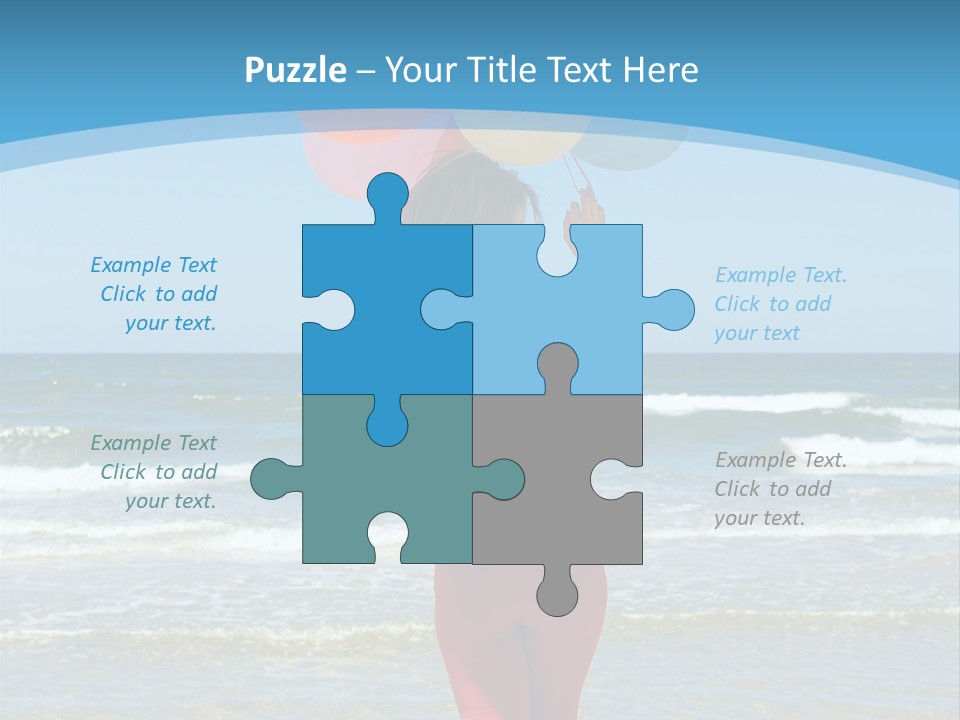 A Woman On The Beach With Balloons In Her Hand PowerPoint Template