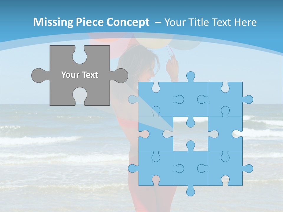 A Woman On The Beach With Balloons In Her Hand PowerPoint Template