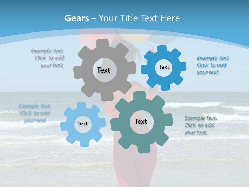 A Woman On The Beach With Balloons In Her Hand PowerPoint Template