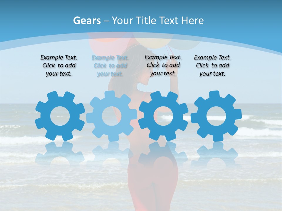 A Woman On The Beach With Balloons In Her Hand PowerPoint Template