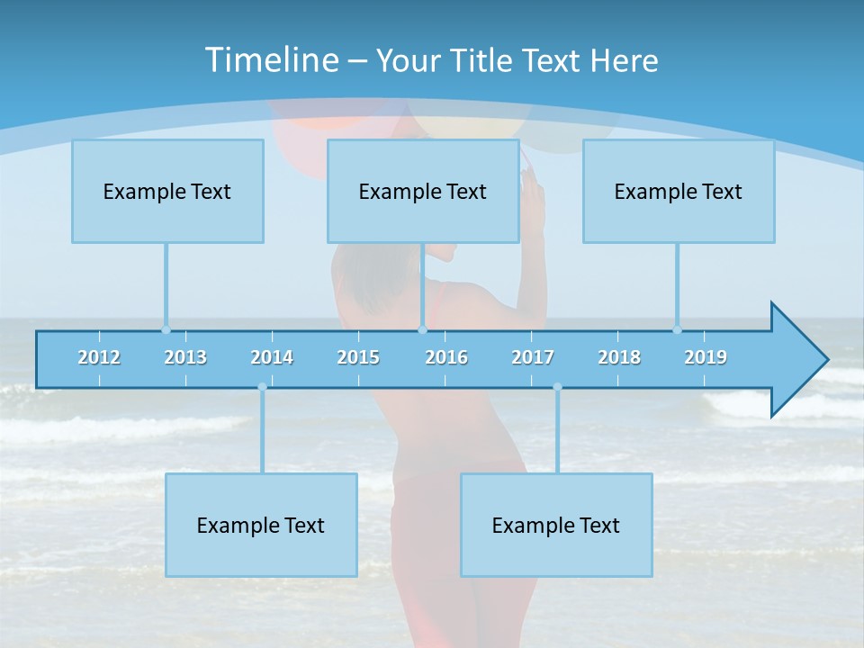 A Woman On The Beach With Balloons In Her Hand PowerPoint Template