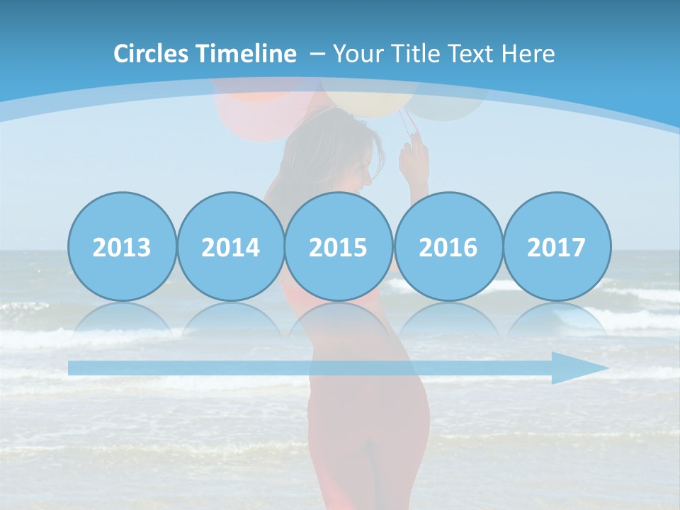 A Woman On The Beach With Balloons In Her Hand PowerPoint Template