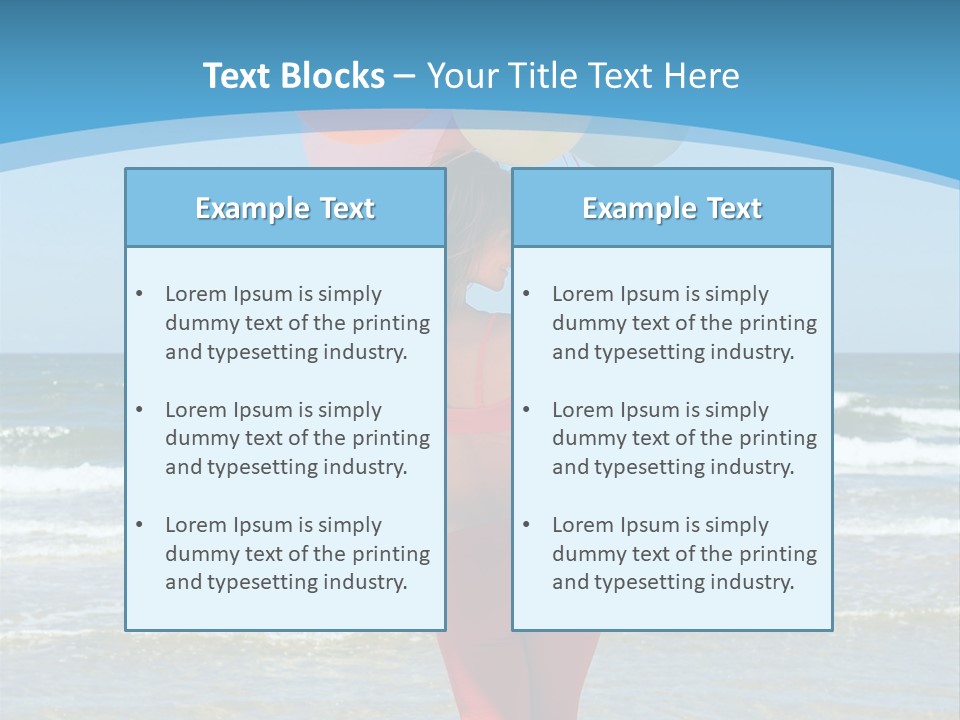 A Woman On The Beach With Balloons In Her Hand PowerPoint Template
