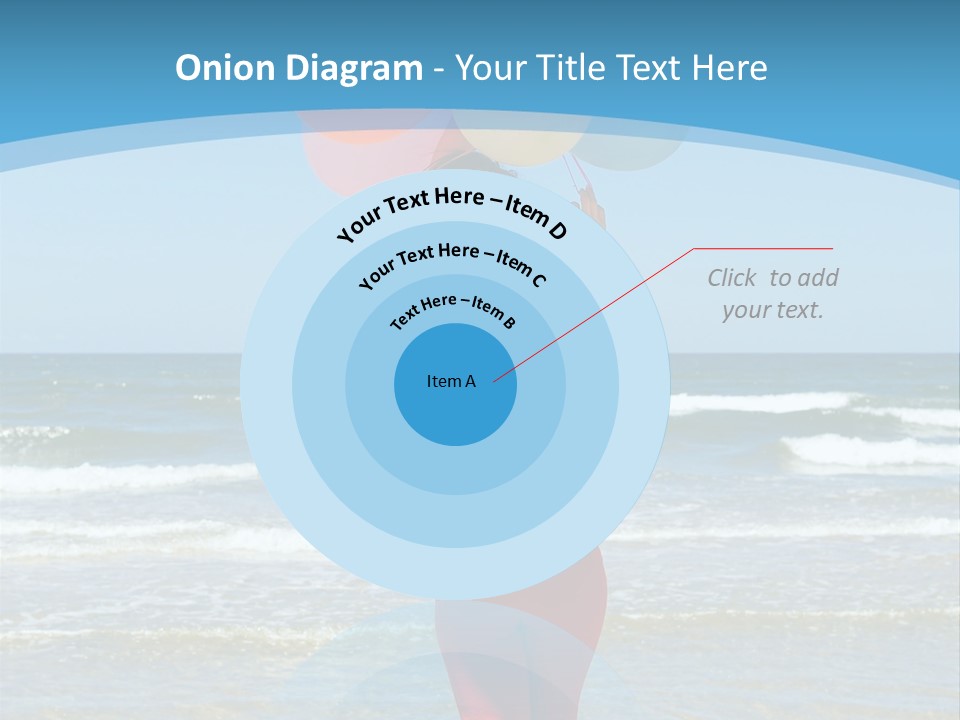 A Woman On The Beach With Balloons In Her Hand PowerPoint Template