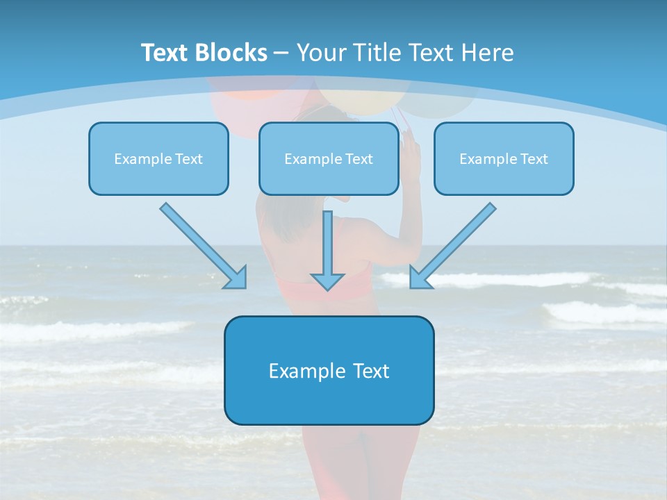 A Woman On The Beach With Balloons In Her Hand PowerPoint Template