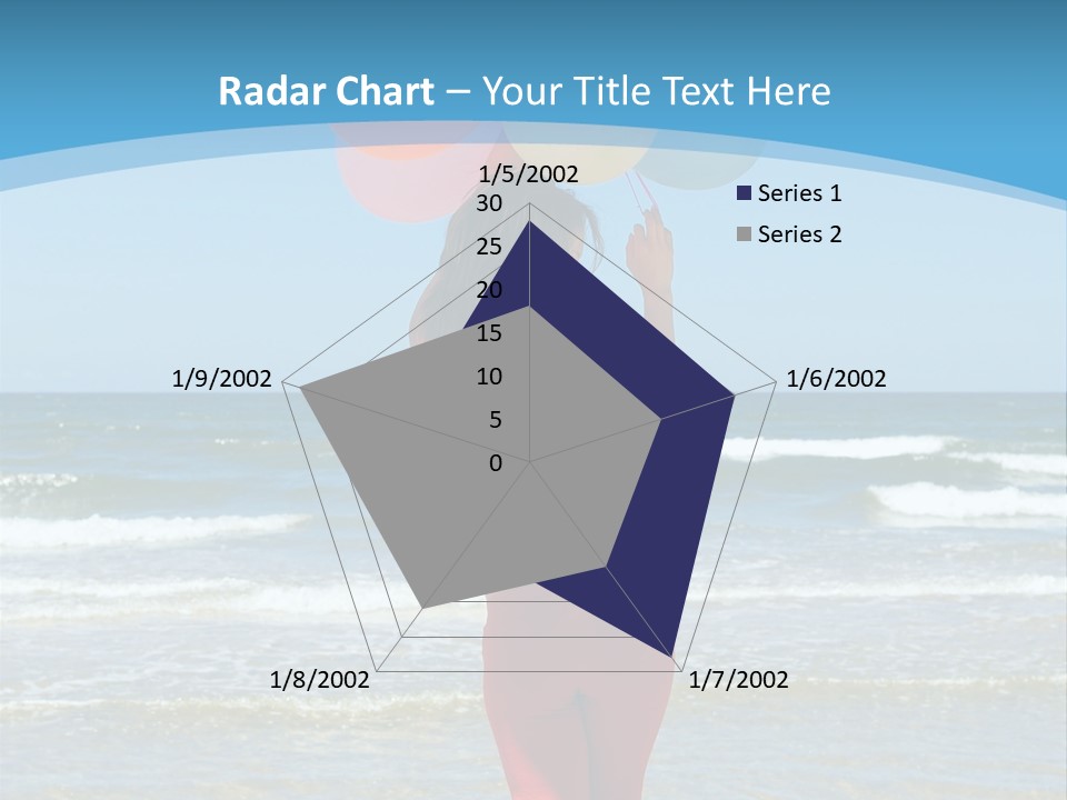 A Woman On The Beach With Balloons In Her Hand PowerPoint Template