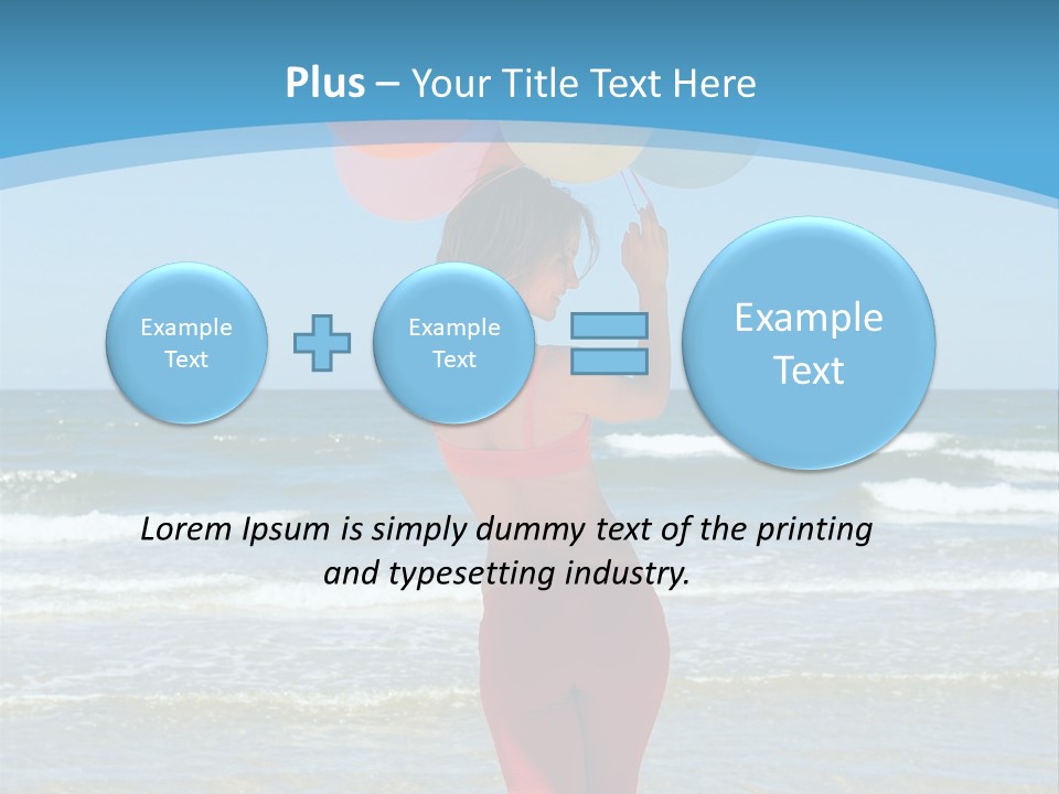 A Woman On The Beach With Balloons In Her Hand PowerPoint Template