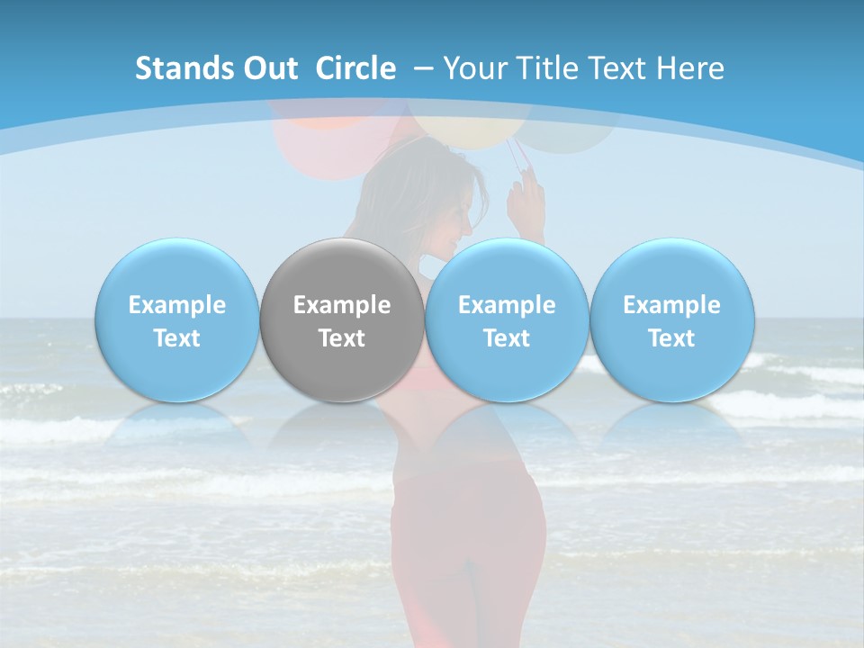 A Woman On The Beach With Balloons In Her Hand PowerPoint Template