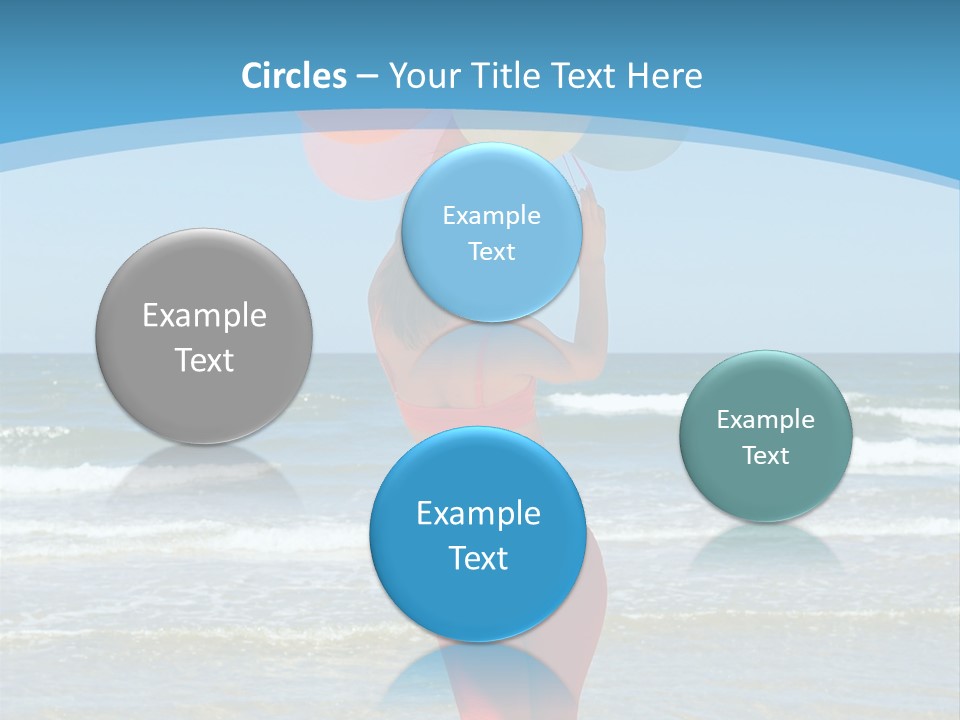 A Woman On The Beach With Balloons In Her Hand PowerPoint Template