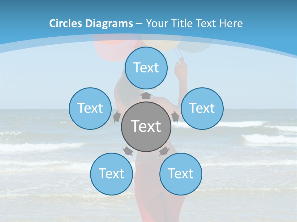 A Woman On The Beach With Balloons In Her Hand PowerPoint Template