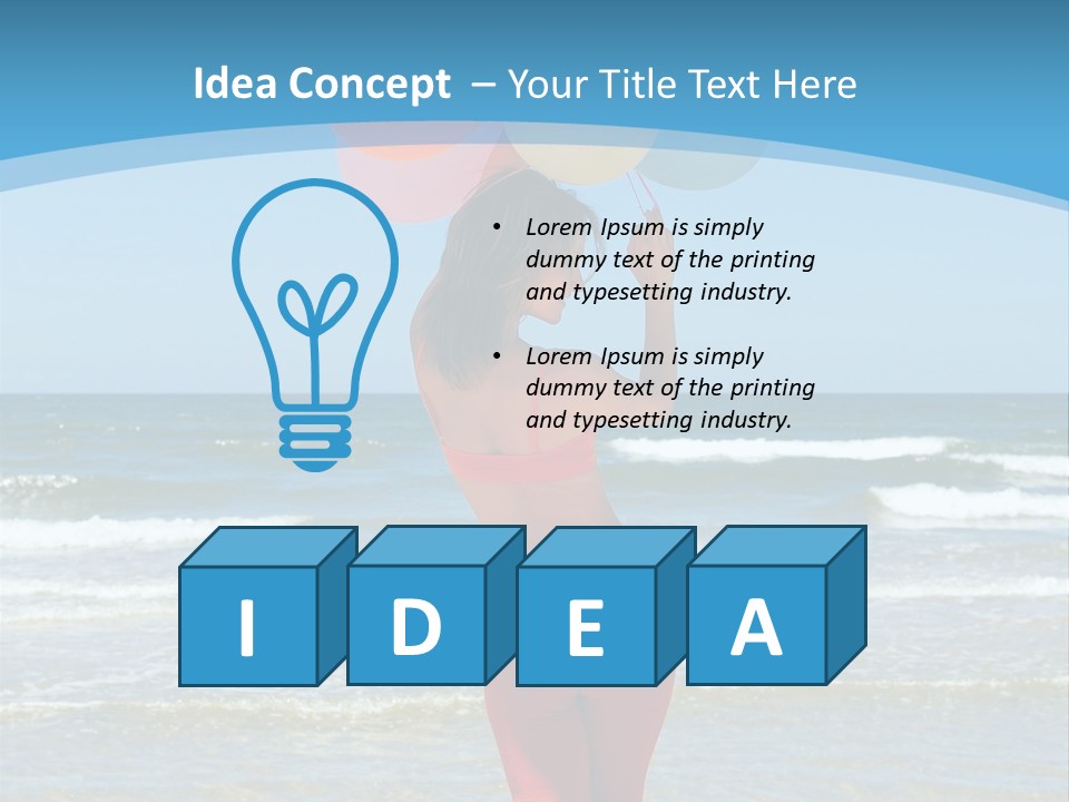 A Woman On The Beach With Balloons In Her Hand PowerPoint Template
