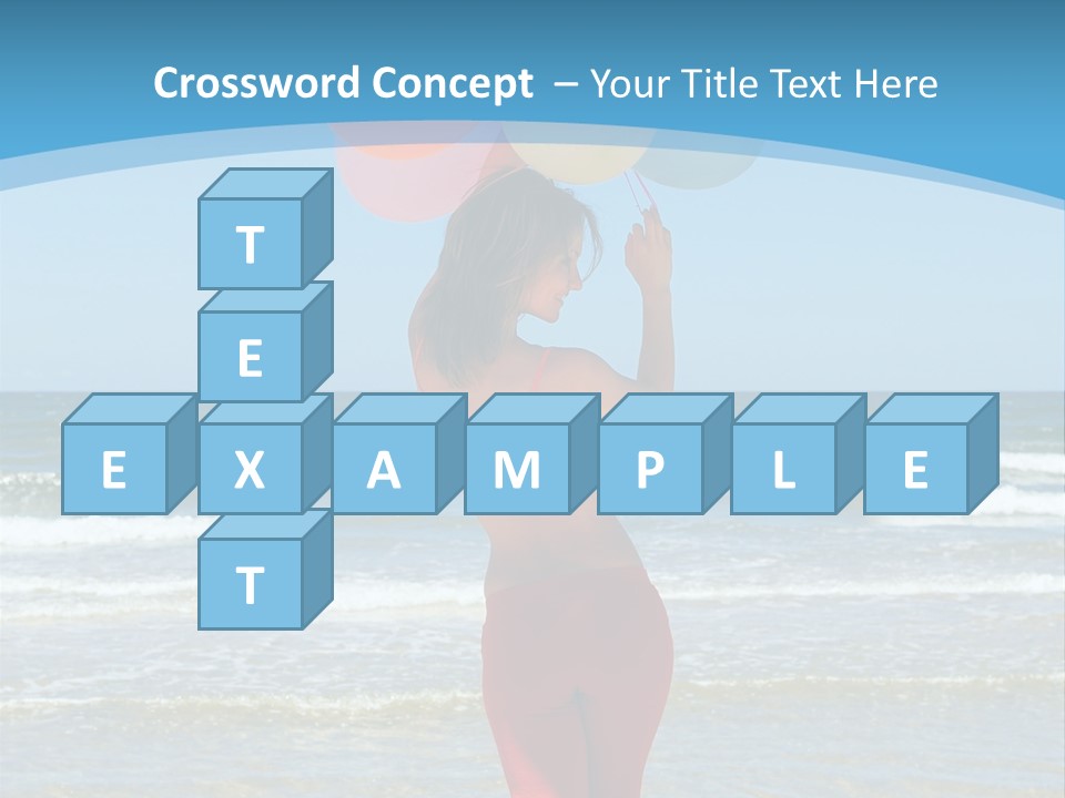 A Woman On The Beach With Balloons In Her Hand PowerPoint Template