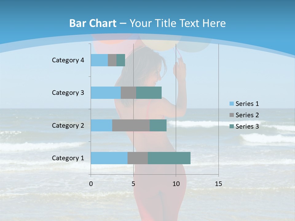 A Woman On The Beach With Balloons In Her Hand PowerPoint Template