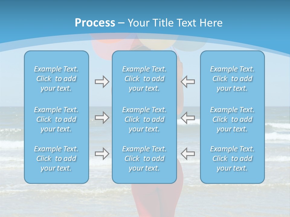 A Woman On The Beach With Balloons In Her Hand PowerPoint Template