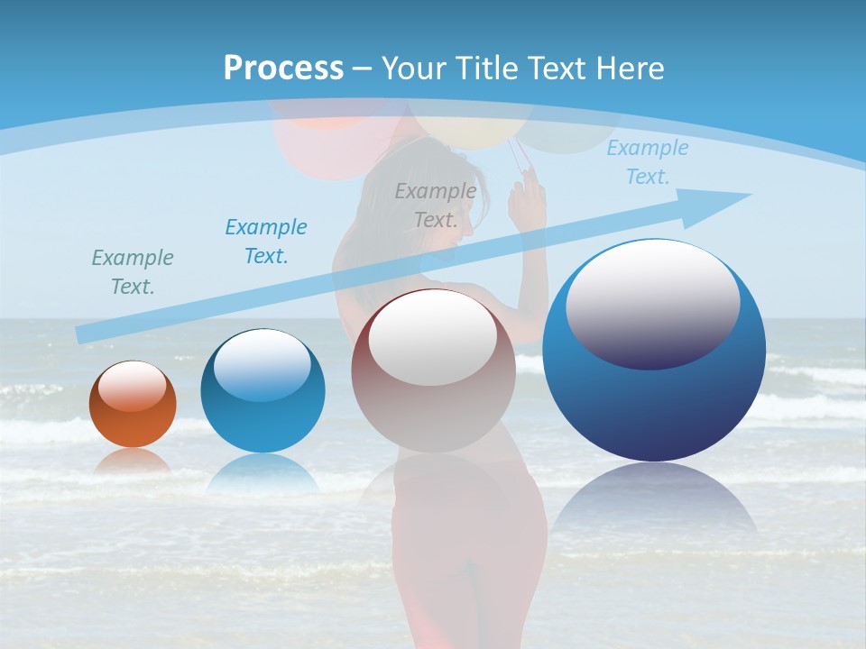 A Woman On The Beach With Balloons In Her Hand PowerPoint Template