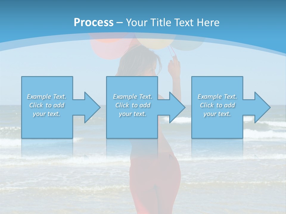 A Woman On The Beach With Balloons In Her Hand PowerPoint Template