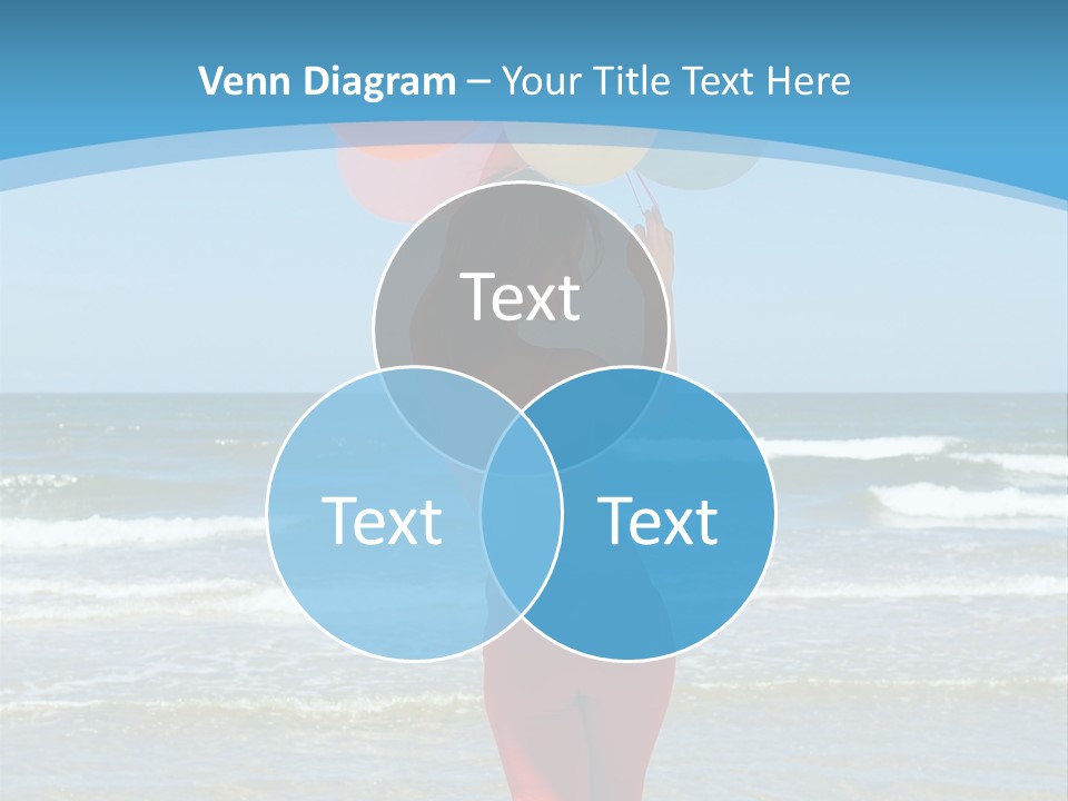 A Woman On The Beach With Balloons In Her Hand PowerPoint Template