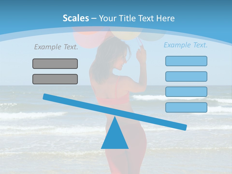 A Woman On The Beach With Balloons In Her Hand PowerPoint Template
