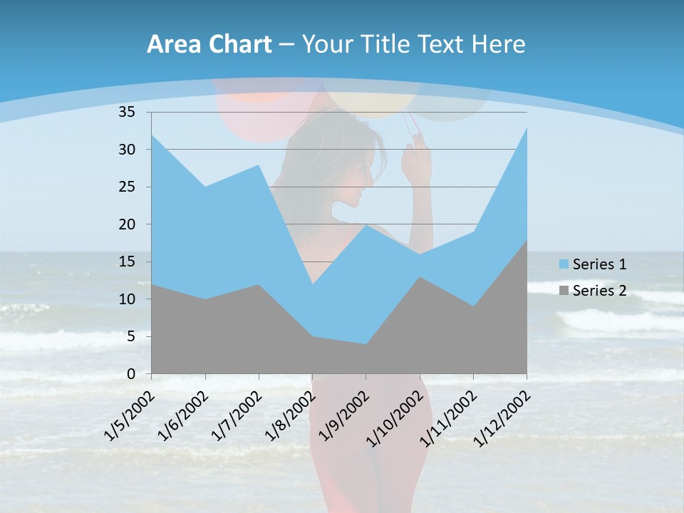 A Woman On The Beach With Balloons In Her Hand PowerPoint Template