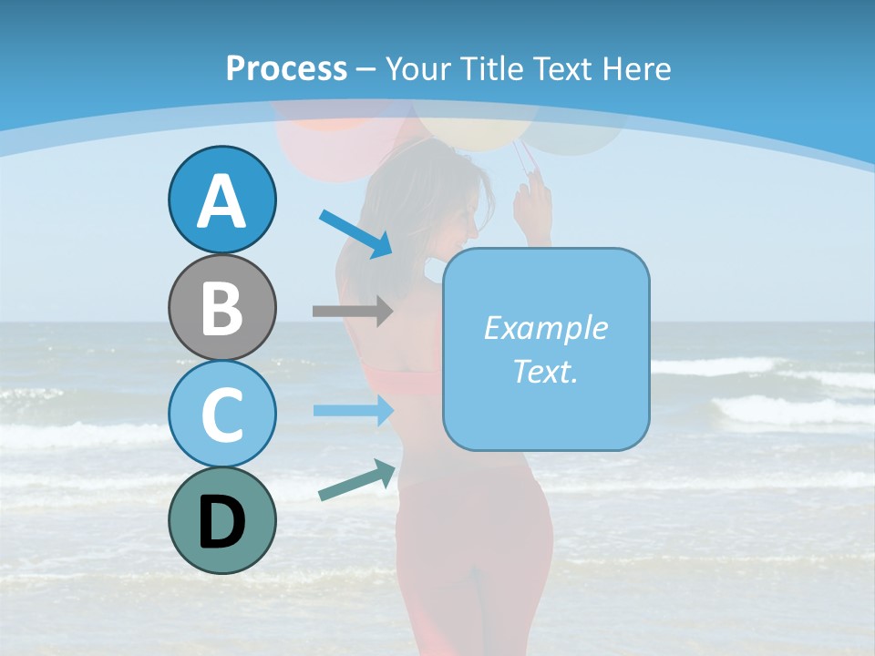 A Woman On The Beach With Balloons In Her Hand PowerPoint Template
