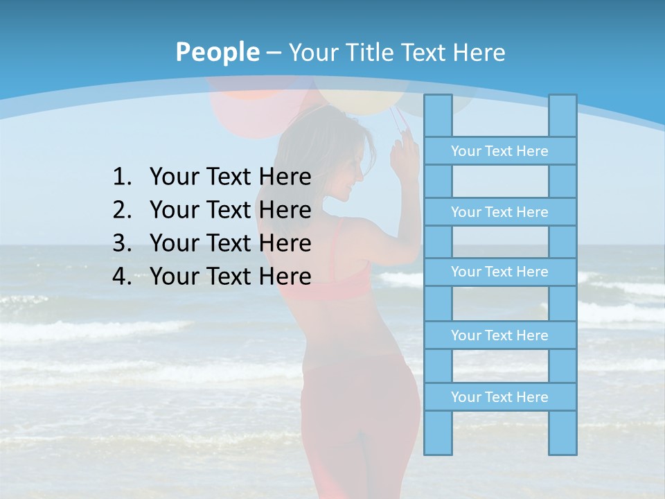 A Woman On The Beach With Balloons In Her Hand PowerPoint Template