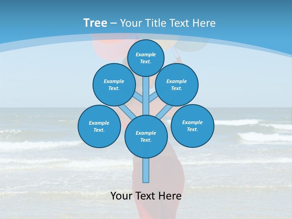 A Woman On The Beach With Balloons In Her Hand PowerPoint Template