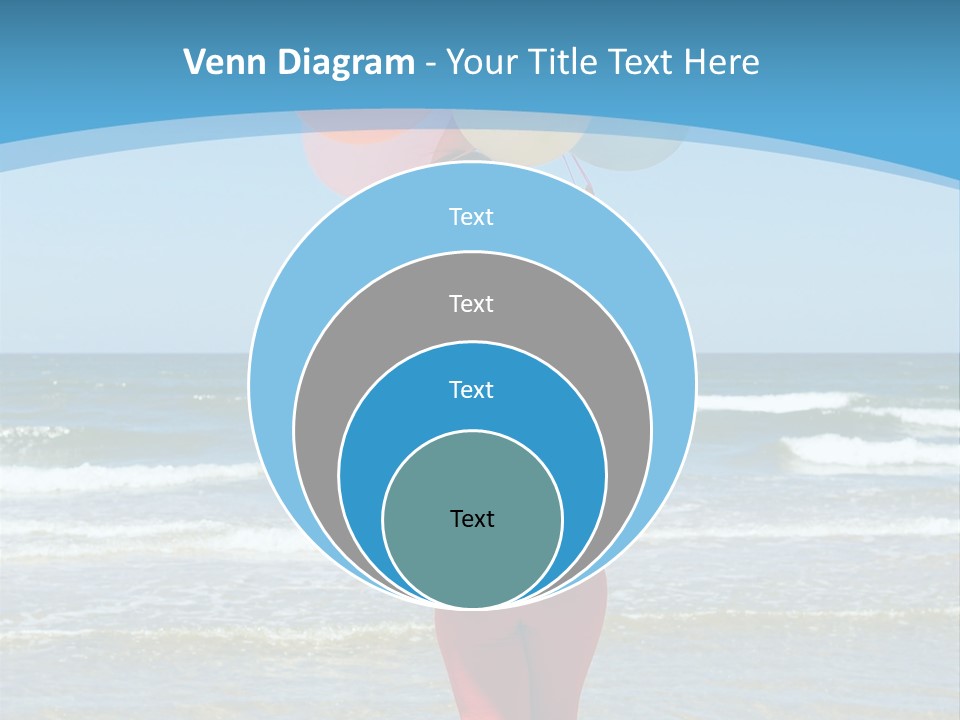 A Woman On The Beach With Balloons In Her Hand PowerPoint Template